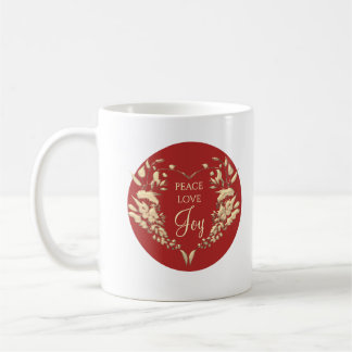 Frieden Liebe Freude Rot Gold Personalisiertes Wei Kaffeetasse