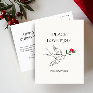 Frieden Liebe Freude Schneevogel Weihnachten Post Postkarte