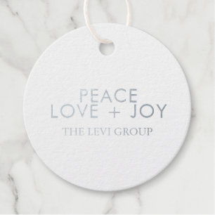 Frieden Liebe Freude Typografie Weihnachten Kreis Geschenkanhänger