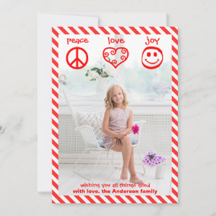 Frieden, Liebe, Freude Vertikal - 3x5 Weihnachtska Feiertagskarte
