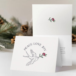 Frieden Liebe Freude Weihnachten Schneevogel Karte