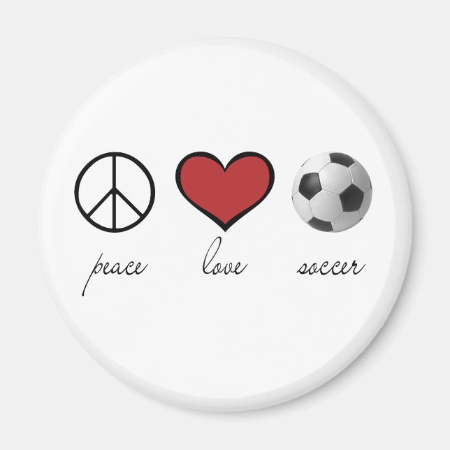Frieden, Liebe, Fußball Magnet (Vorne)