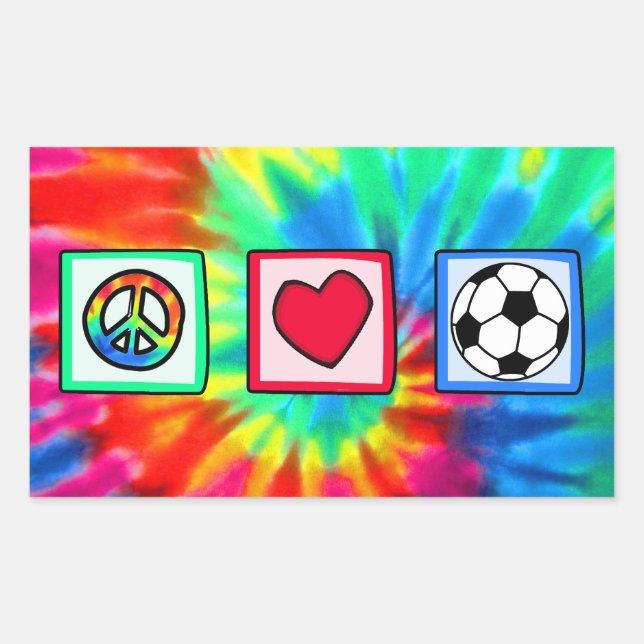Frieden, Liebe, Fußball Rechteckiger Aufkleber (Vorderseite)