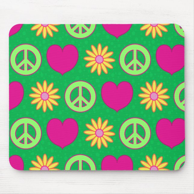 Frieden Liebe Gänseblümchen Mousepad (Vorne)