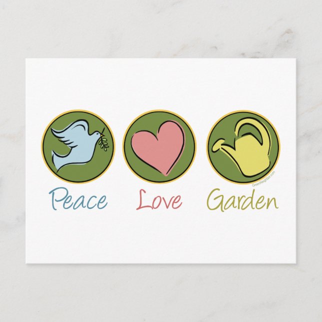 Frieden, Liebe, Garten Postkarte (Vorderseite)