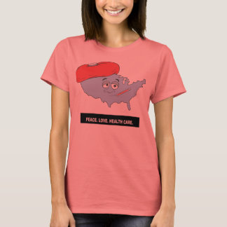Frieden. Liebe. Gesundheitsfürsorge. Überschrift T-Shirt