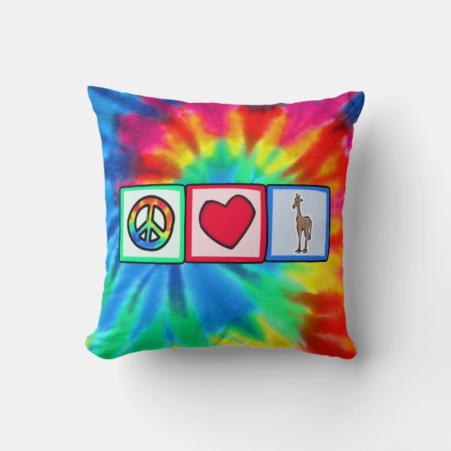 Frieden, Liebe, Giraffen Kissen (Vorderseite)