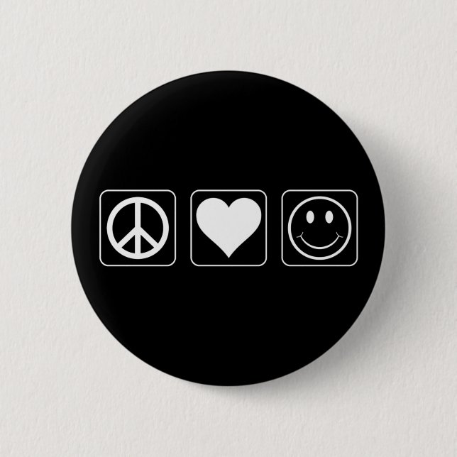 Frieden Liebe Glück Button (Vorderseite)