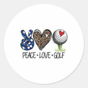 Frieden Liebe Golf Lustiger Leopard Herz Golf Lieb Runder Aufkleber