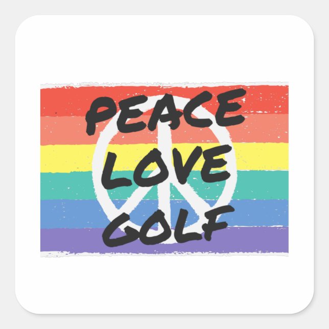 Frieden. Liebe. Golf Quadratischer Aufkleber (Vorderseite)