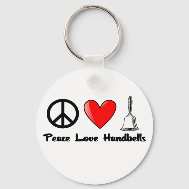 Frieden, Liebe, Handglocken Schlüsselanhänger (Vorderseite)