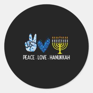 Frieden Liebe Hanukkah Retro Chanukah Jüdische Män Runder Aufkleber