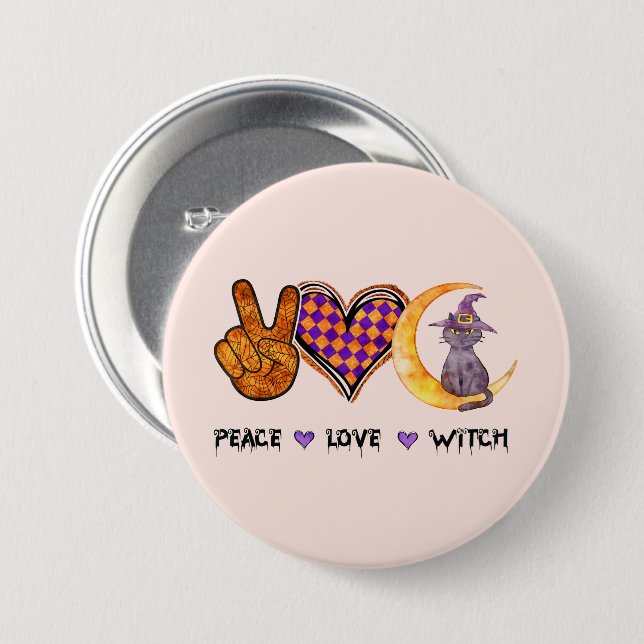 Frieden, Liebe, Hexe Button (Vorne & Hinten)