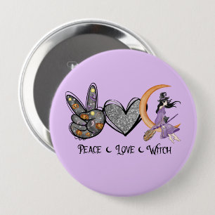 Frieden, Liebe, Hexe Button