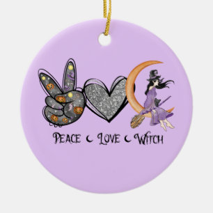 Frieden, Liebe, Hexe Keramik Ornament
