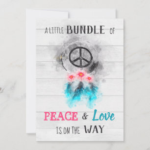 *~* Frieden & Liebe Hippie Rustikale Baby Neutrale Einladung