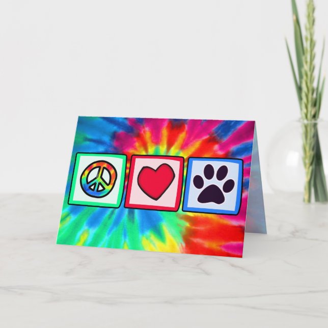 Frieden, Liebe, Hund; Pawprint Karte (Vorderseite)