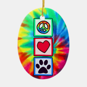 Frieden, Liebe, Hund; Pawprint Keramikornament