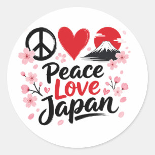 Frieden Liebe Japan Geschenk für Japan-Fans Runder Aufkleber