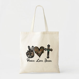 Frieden, Liebe, Jesus Tragetasche
