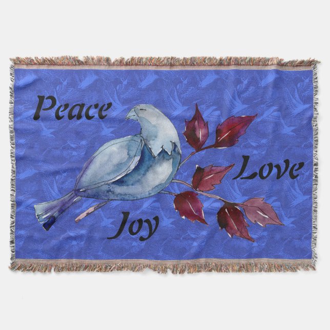 Frieden/Liebe/Joy Dove Throw Blanket Decke (Vorderseite)