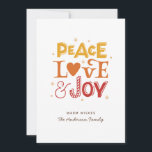 Frieden Liebe Joy. Niedliche Weihnachtsschrift Feiertagskarte<br><div class="desc">Weihnachts-Winterurlaubskarte "Peace Liebe Joy" mit niedlicher Schrift.</div>