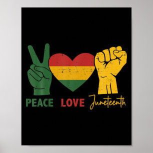 Frieden Liebe Juneteenth mit afrikanischer Flagge Poster