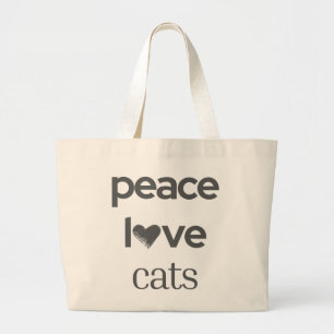 Frieden Liebe Katzen   Moderne Grafik für die styl Jumbo Stoffbeutel