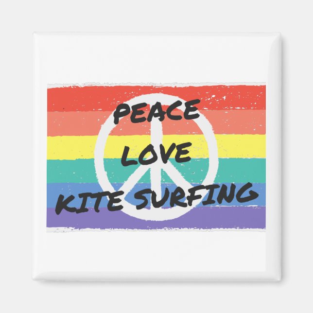 Frieden. Liebe. Kitesurfen Magnet (Vorne)