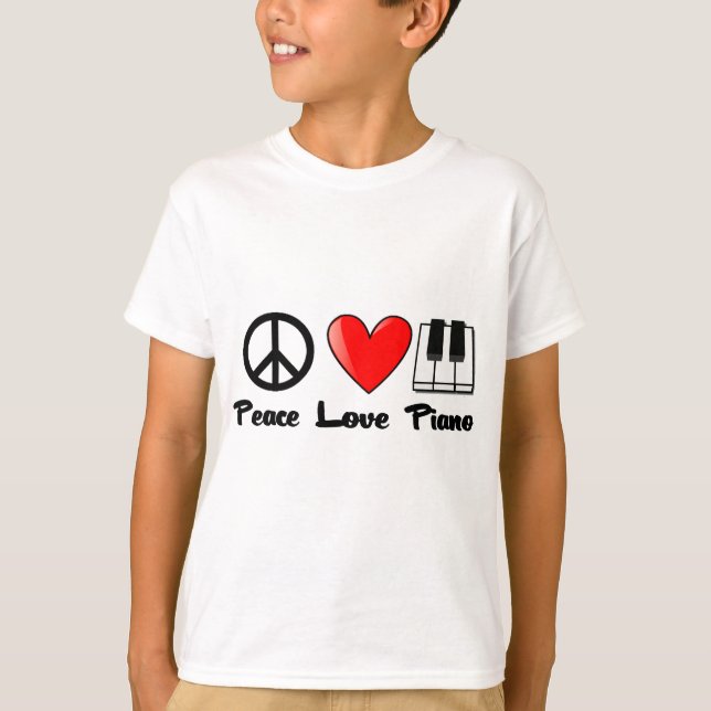 Frieden, Liebe, Klavier T-Shirt (Vorderseite)