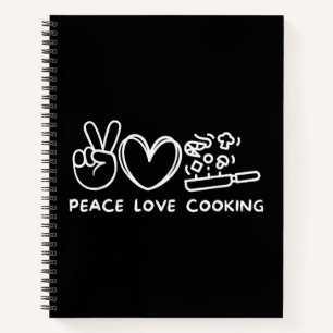 Frieden, Liebe Kochen Retro-Kochliebhaber Chef Ess Notizbuch
