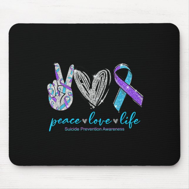 Frieden Liebe Leben Suizidpräventionsbewusstsein H Mousepad (Vorne)