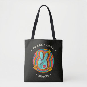 Frieden Liebe Lehre Vintage Retro 70er Hippie Tasche