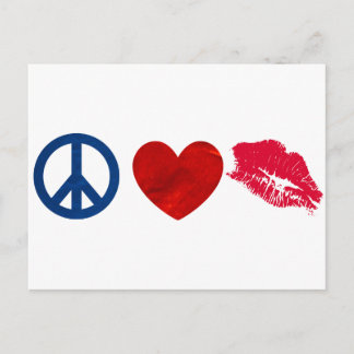 Frieden, Liebe, Lipstick Kiss Postkarte