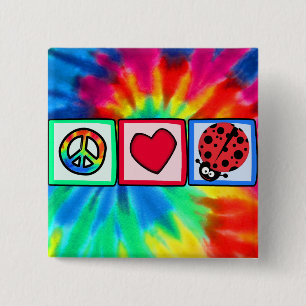 Frieden, Liebe, Marienkäfer Button