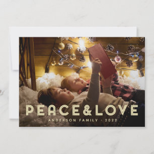 Frieden & Liebe Moderne einfache Typografie Feiertagskarte
