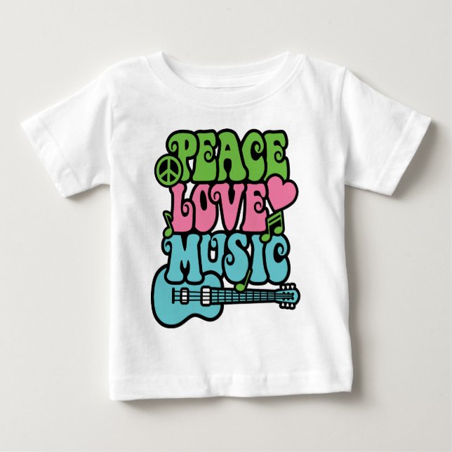 Frieden-Liebe-Musik Baby T-shirt (Vorderseite)
