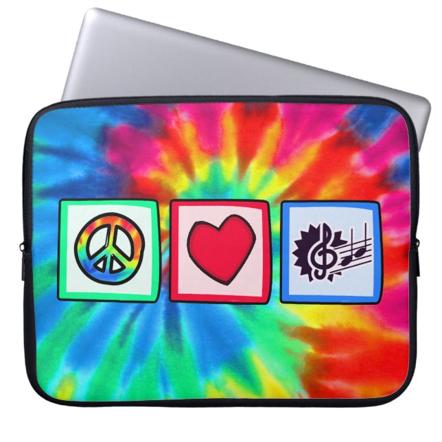 Frieden, Liebe, Musik Laptopschutzhülle (Vorderseite)