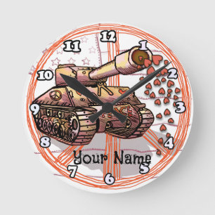 Frieden Liebe Panzer Runde Wanduhr