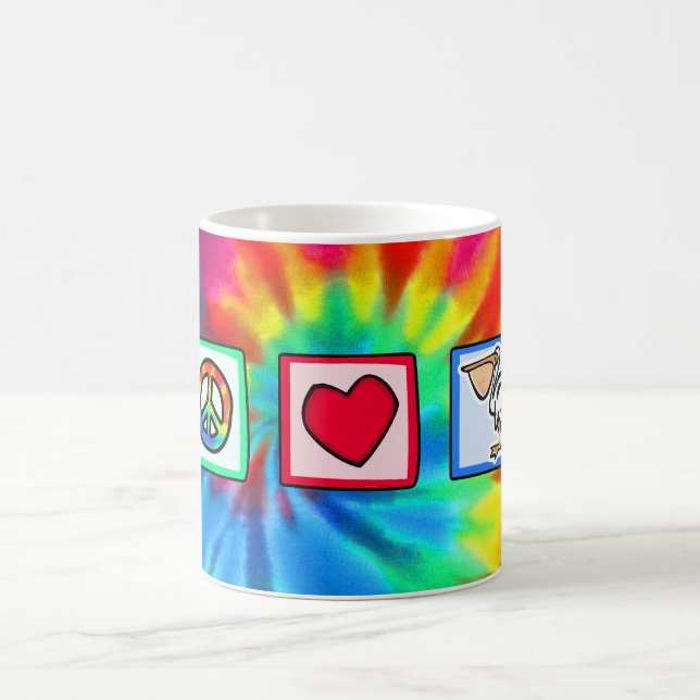Frieden, Liebe, Pelikane Kaffeetasse (Mittel)