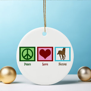 Frieden Liebe Pferde Keramik Ornament