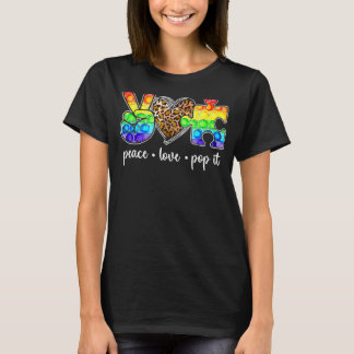 Frieden Liebe Pop It Puzzle Unterstützt Autismus-B T-Shirt