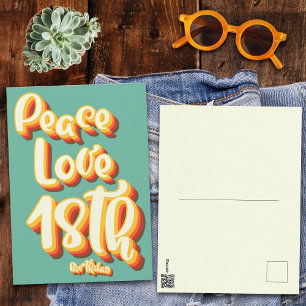 Frieden Liebe Retro Groovy Sonnenuntergang 18. Geb Postkarte
