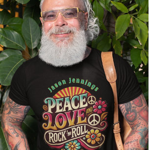 Frieden Liebe RocknRoll Retro 70er Jahre Psychedel T-Shirt