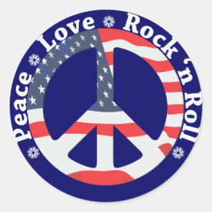Frieden, Liebe, Rock'n'Roll Runder Aufkleber
