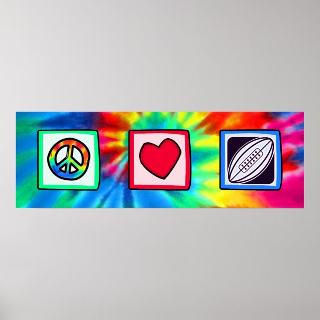 Frieden, Liebe, Rugby Football Poster (Vorne)