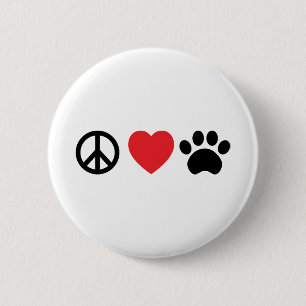 Frieden, Liebe, Schaltfläche "Paw" Button
