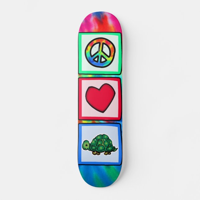 Frieden, Liebe, Schildkröten Skateboard (Vorderseite)