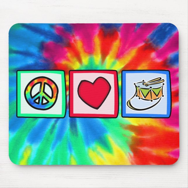 Frieden, Liebe, Schlinge-Trommel Mousepad (Vorne)