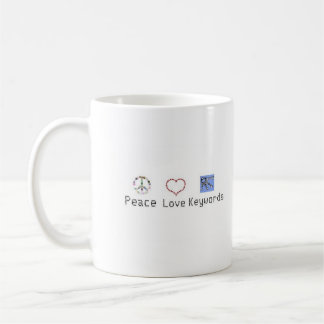Frieden, Liebe, Schlüsselwort-Tasse Kaffeetasse